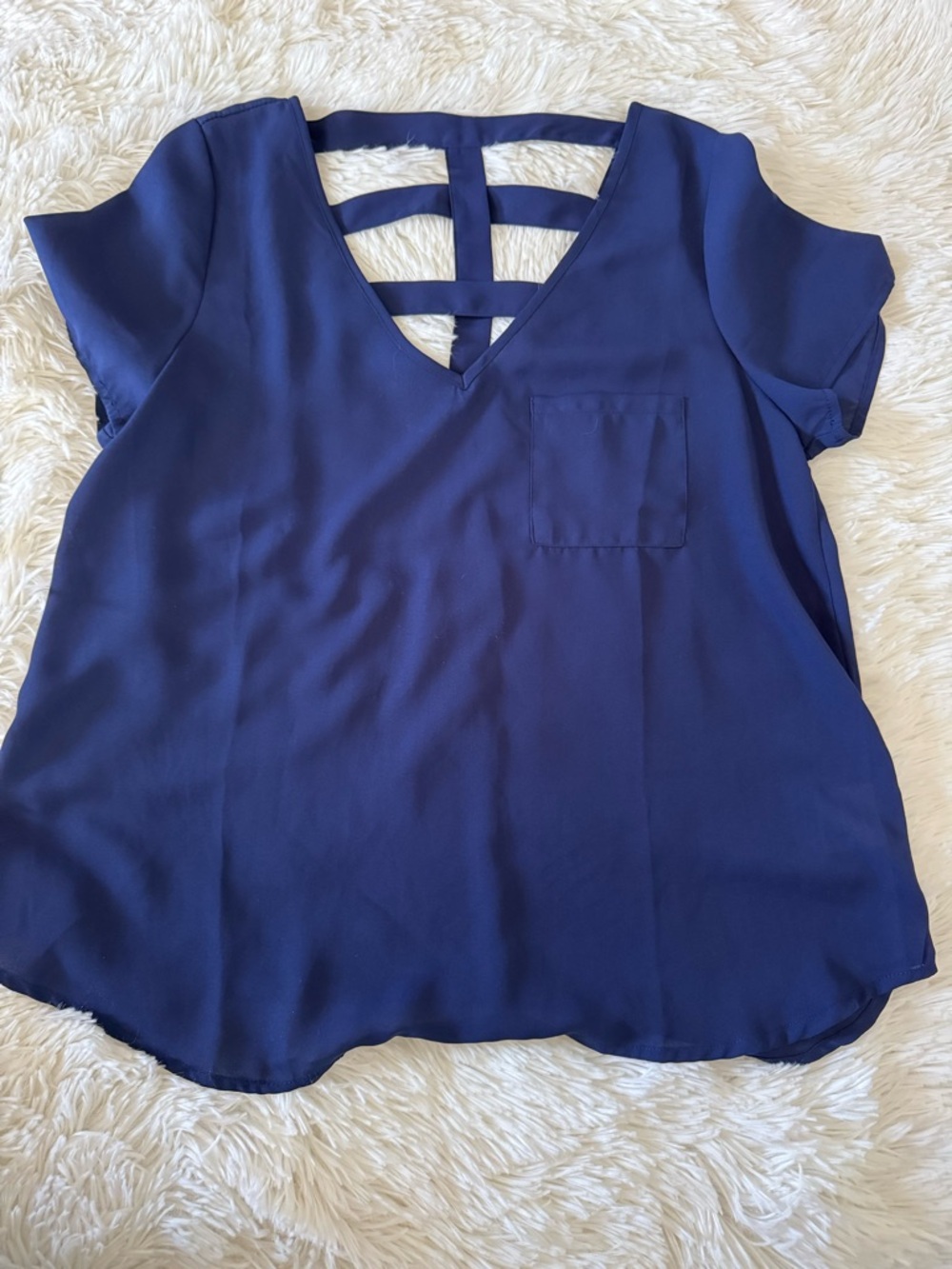 Women’s Navy Blue V-Neck Top